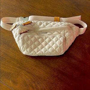 MZ Wallace Cream Crossbody Bag with Quilted Texture